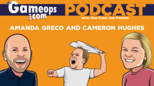 the Gameops.com podcast featuring Amanda Greco from Shine Entertainment graphic