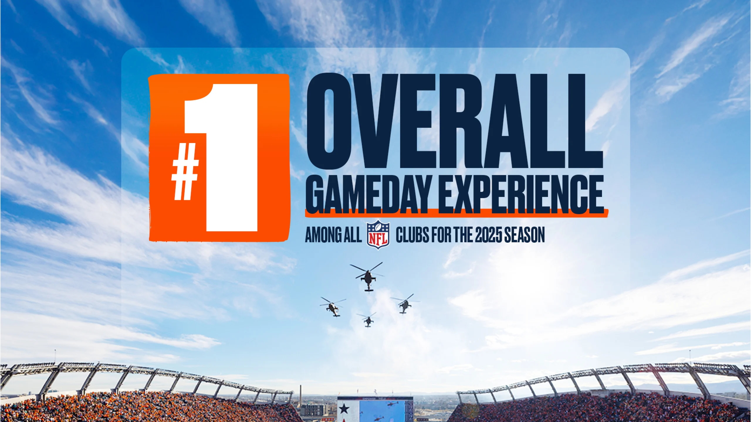 Denver Broncos ranked #1 Overall Gameday Experience among all NFL clubs for the 2025 season